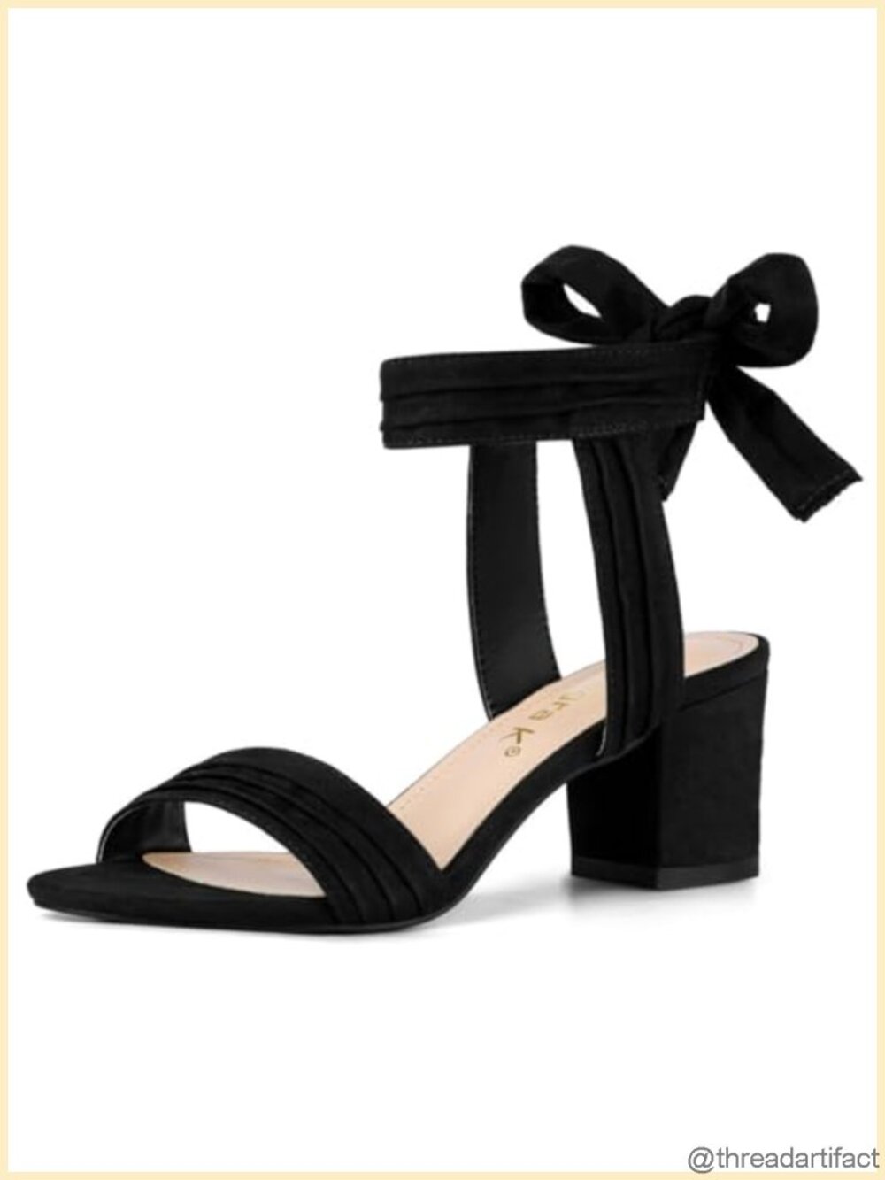 Allegra K Faux Suede Chunky Block Heel Open Toe Ankle Tie Sandals